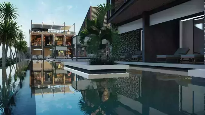 Exterior Hotel scene Lumionn 3D model