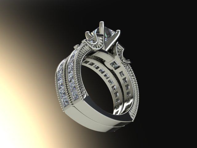 10016 princess cut diamond engagement ring 3D print model_5