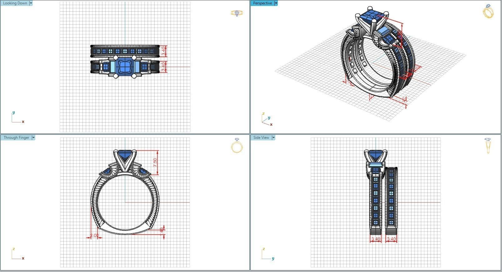 10016 princess cut diamond engagement ring 3D print model_6