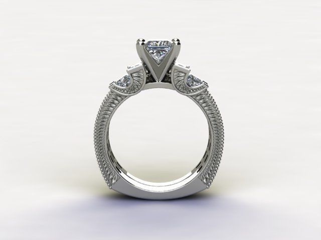 10016 princess cut diamond engagement ring 3D print model_2