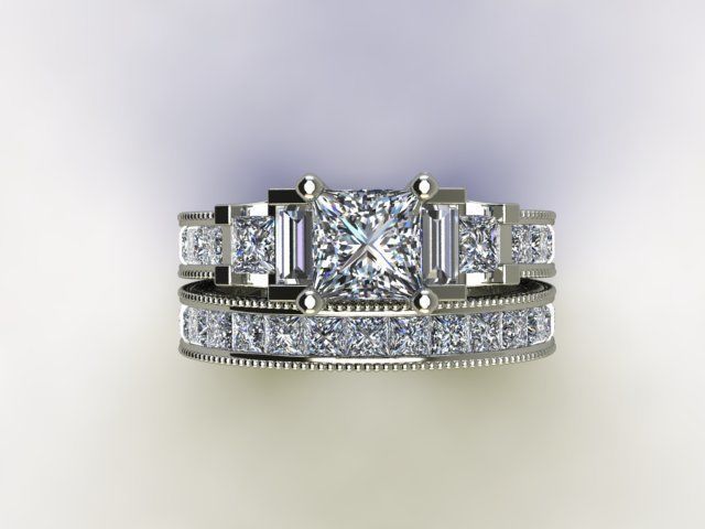 10016 princess cut diamond engagement ring 3D print model_4