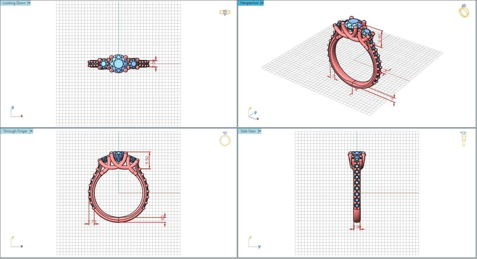 10017 three stone diamond engagement ring 3D print model_5