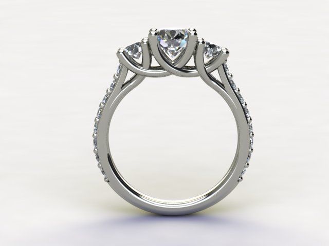 10017 three stone diamond engagement ring 3D print model_1