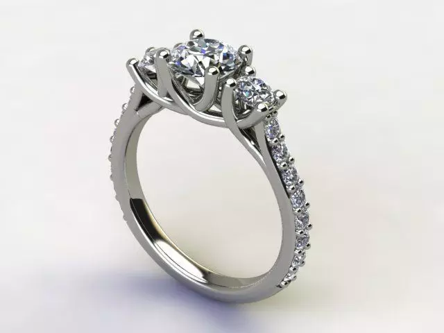 10017 three stone diamond engagement ring 3D print model_0