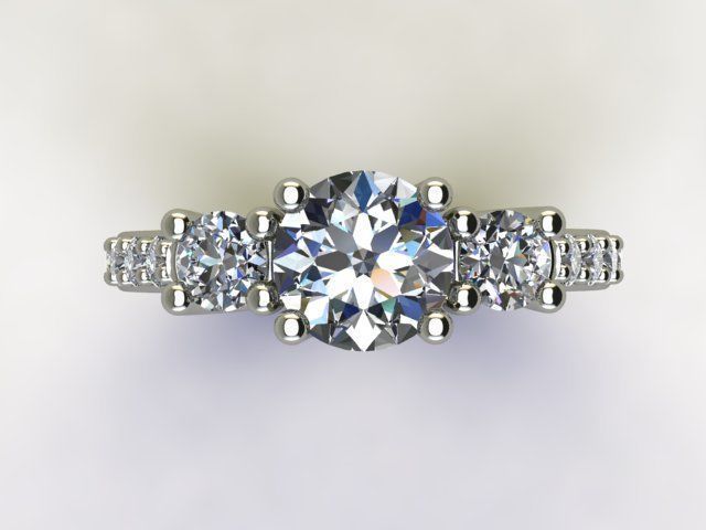 10017 three stone diamond engagement ring 3D print model_3