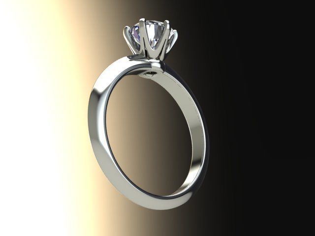 10019 engagement ring with solitaire setting 3D print model_4