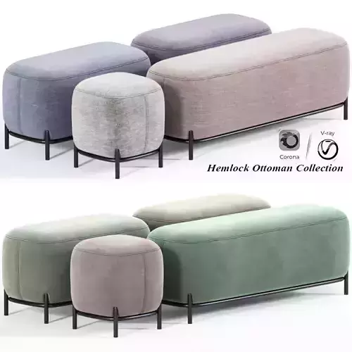 Hemlock Ottoman Fabric 3D model