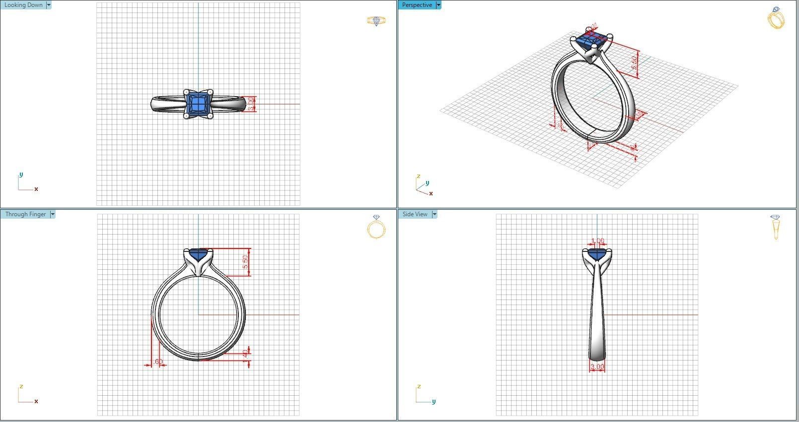 10022 engagement ring with princess cut diamond 3D print model_5