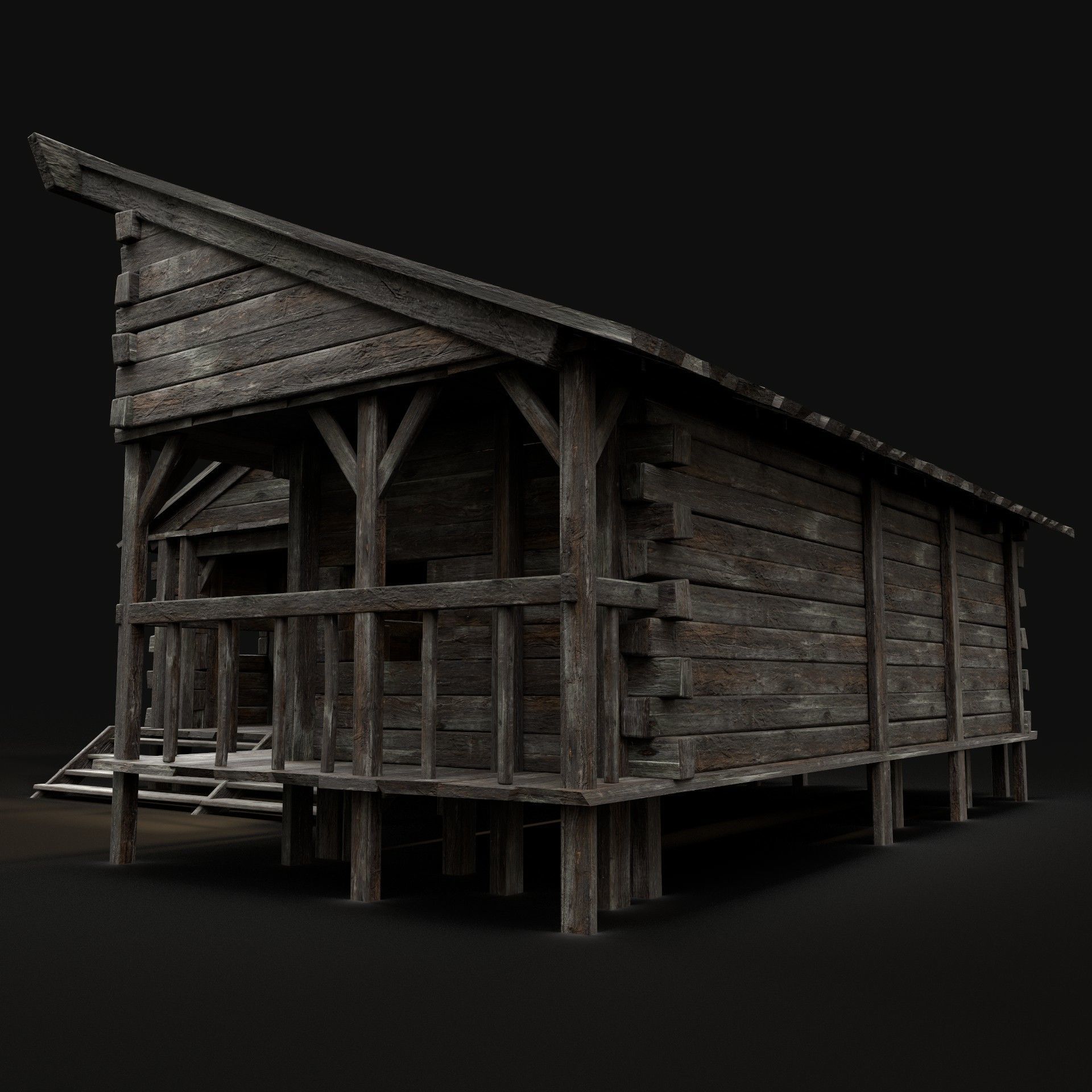 BLACKSMITH WORKSHOP FORGE SMITHY WAREHOUSE SHOP TAVERN INN HOUSE Low-poly 3D model_2