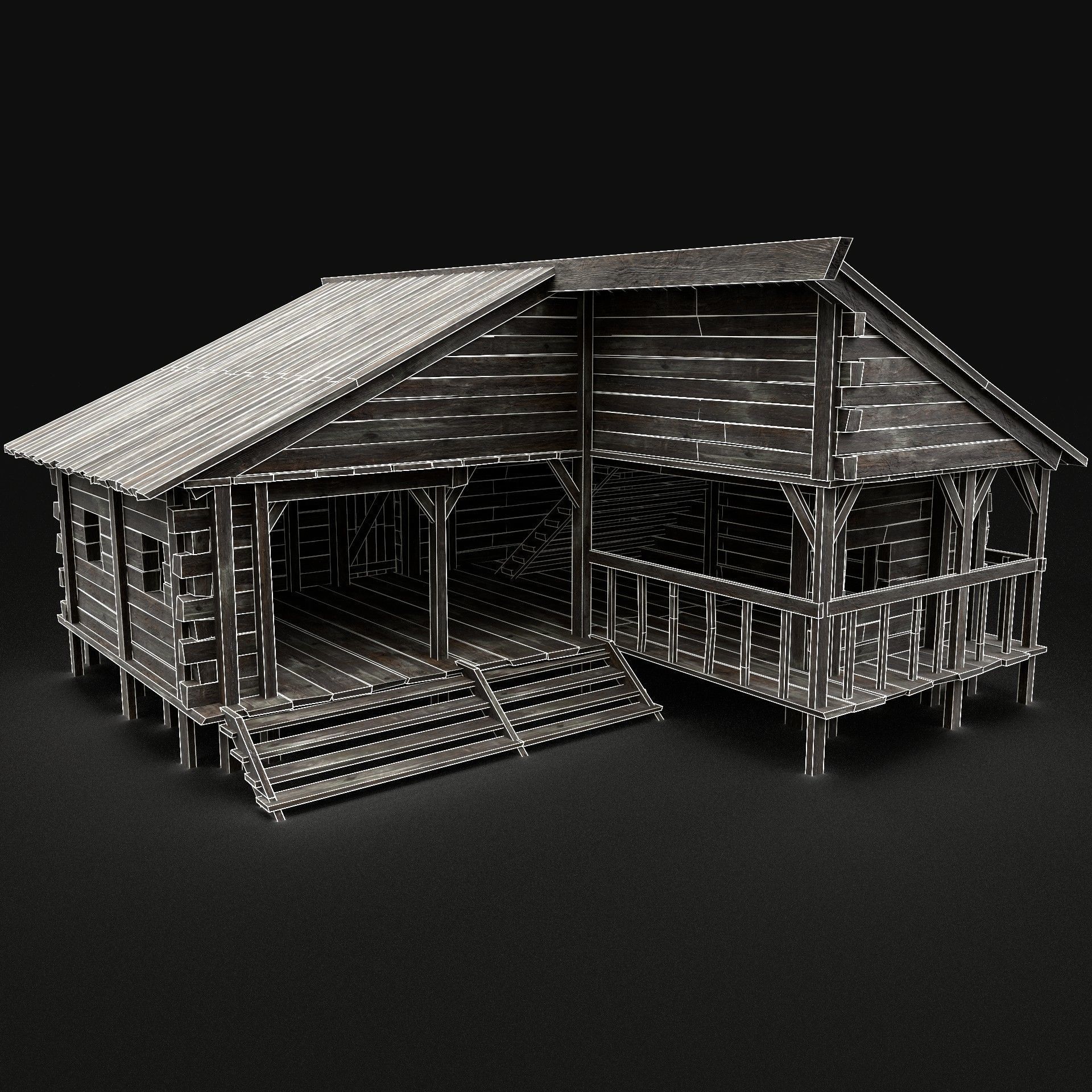 BLACKSMITH WORKSHOP FORGE SMITHY WAREHOUSE SHOP TAVERN INN HOUSE Low-poly 3D model_5