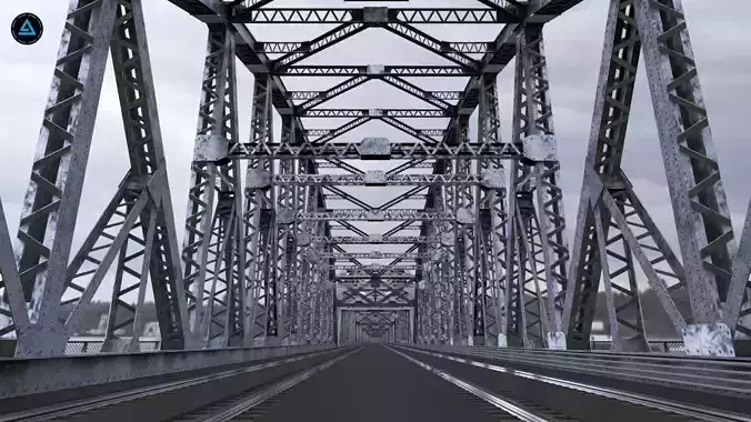 Multi-span Rail cum Road Bridge 3D model