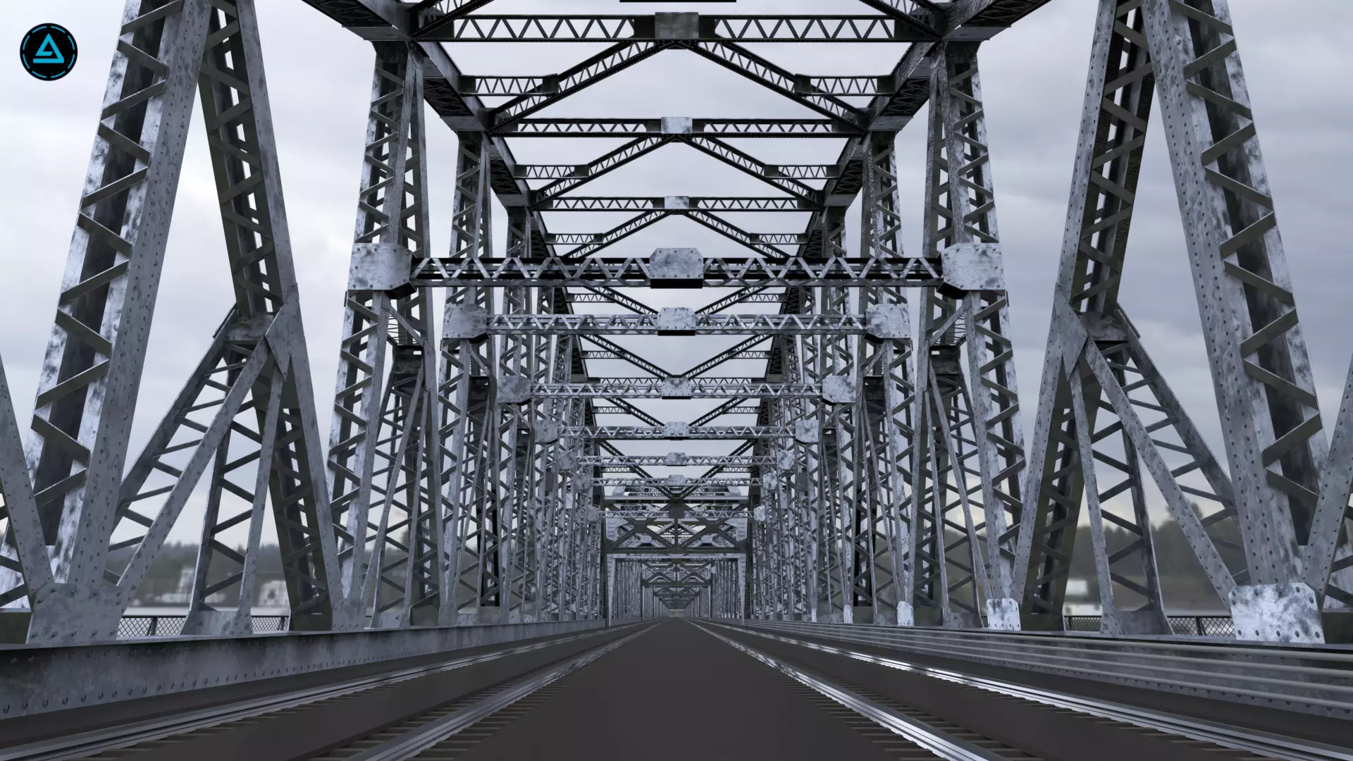 Multi-span Rail cum Road Bridge 3D model_0