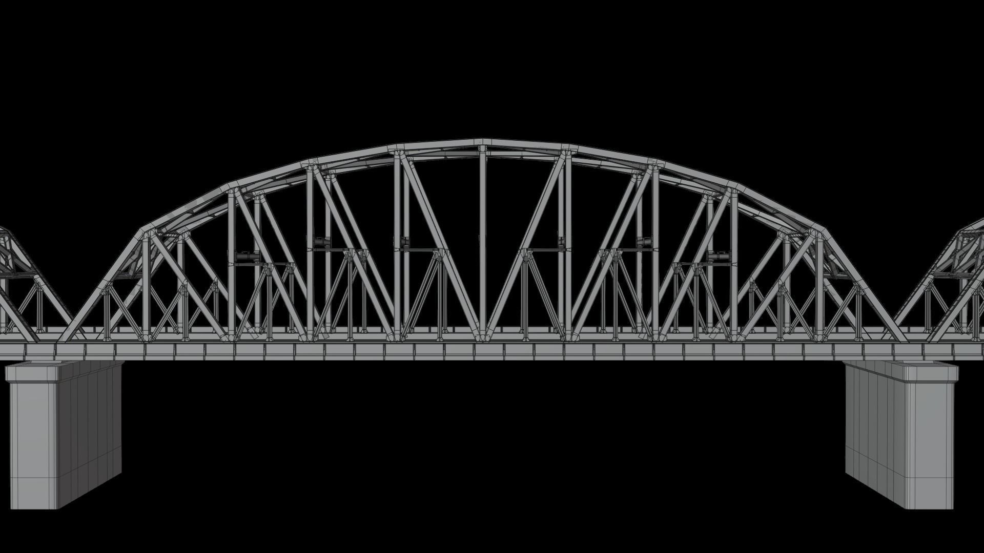 Multi-span Rail cum Road Bridge 3D model_16