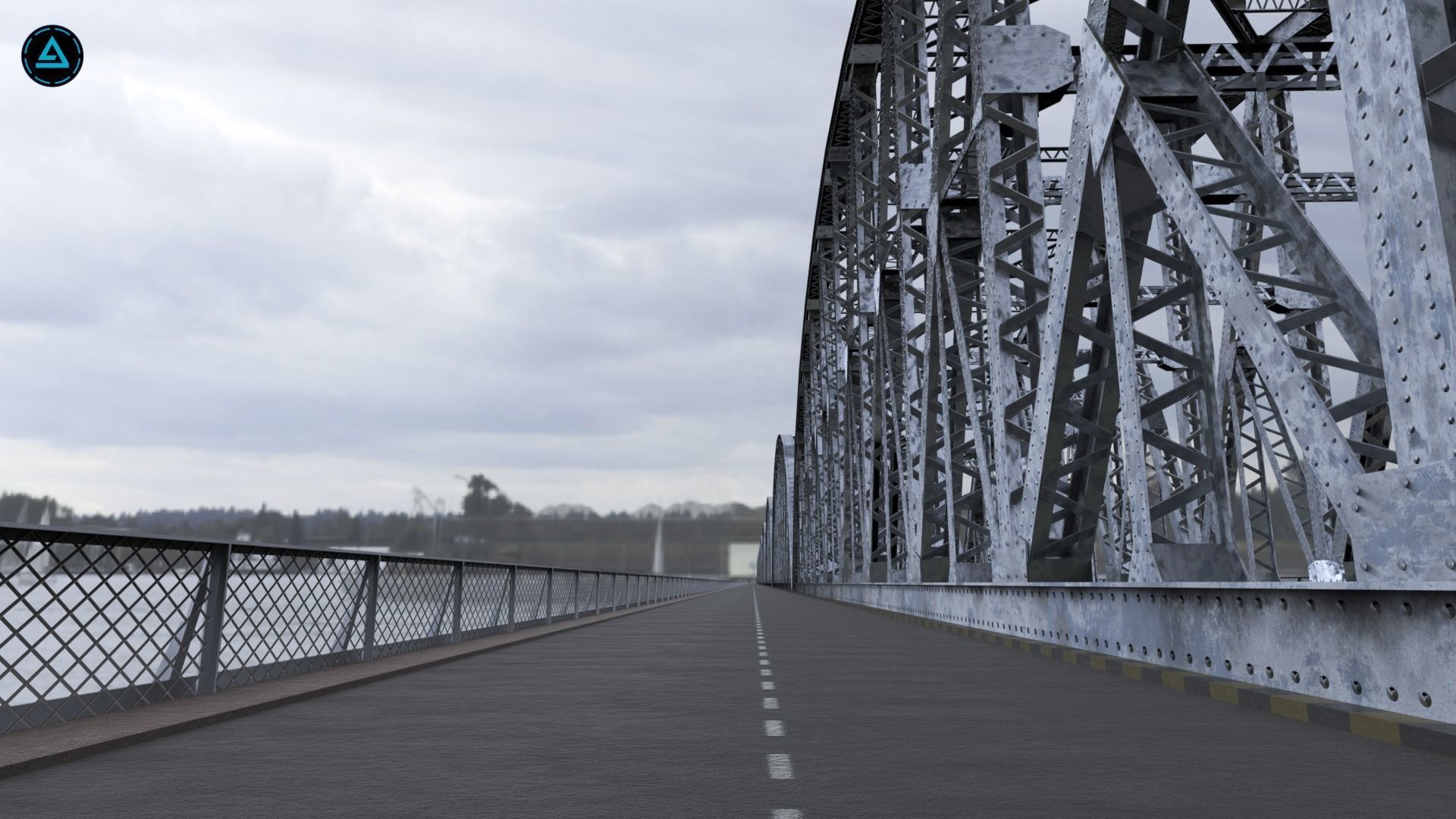 Multi-span Rail cum Road Bridge 3D model_1