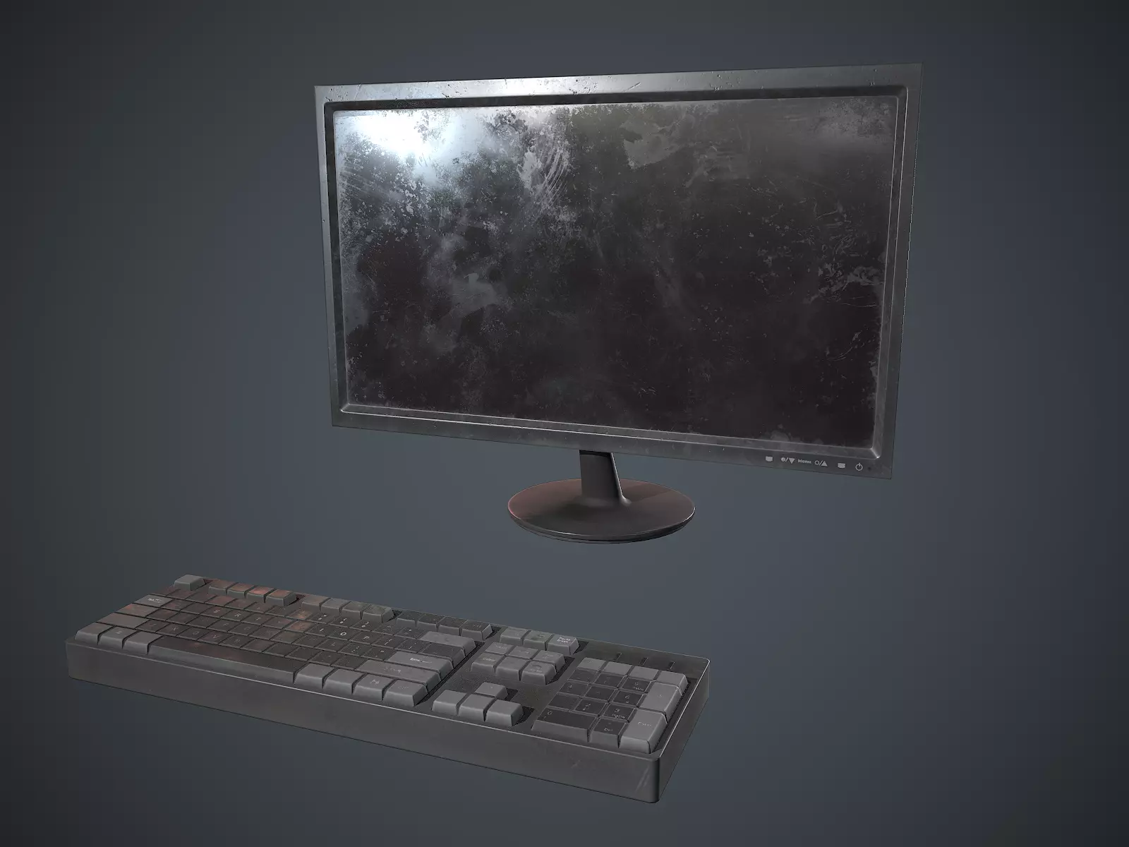 Hd Monitor and keyboard Low-poly 3D model