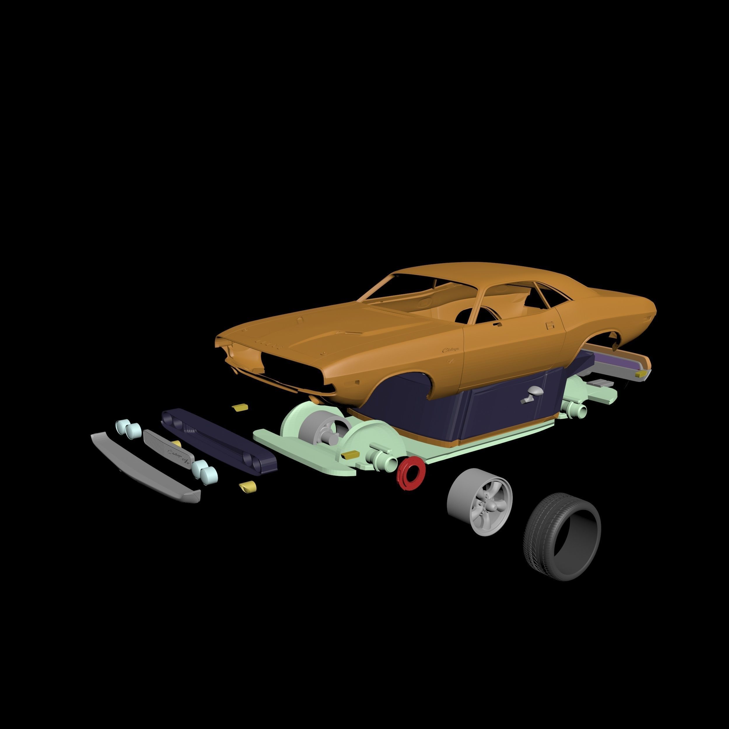 Dodge Challenger 1970 3D Model Ready to Print STL File 3D print model_11