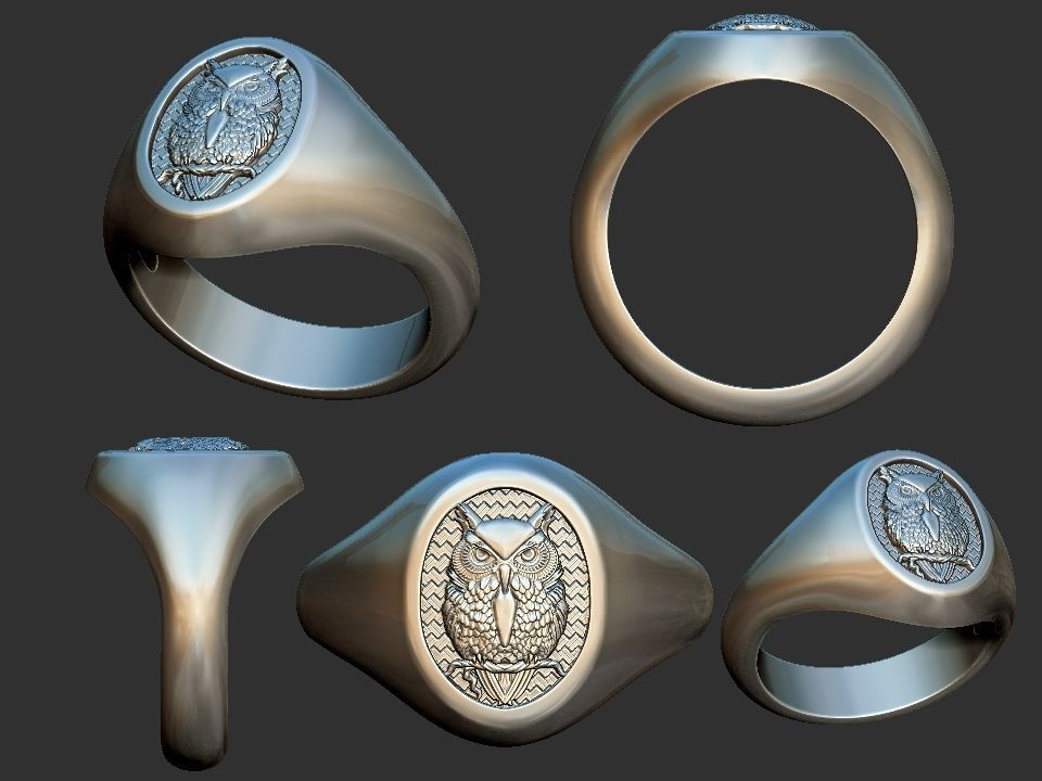 OWL RING 3D print model_2