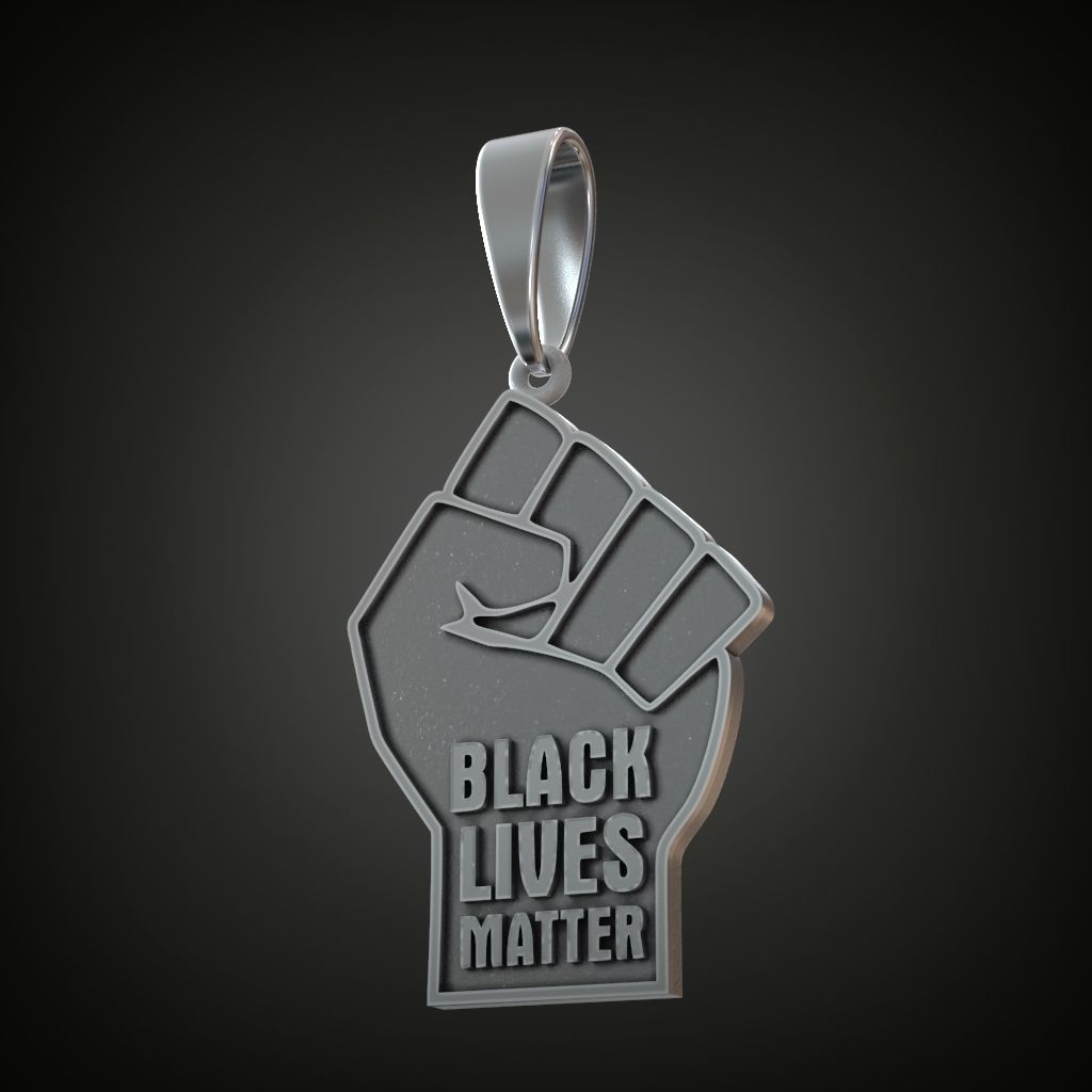 Black Lives Matter oxidized silver pendantPendant Free 3D print model_1