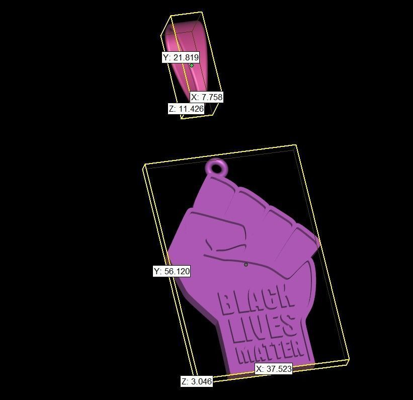 Black Lives Matter oxidized silver pendantPendant Free 3D print model_5