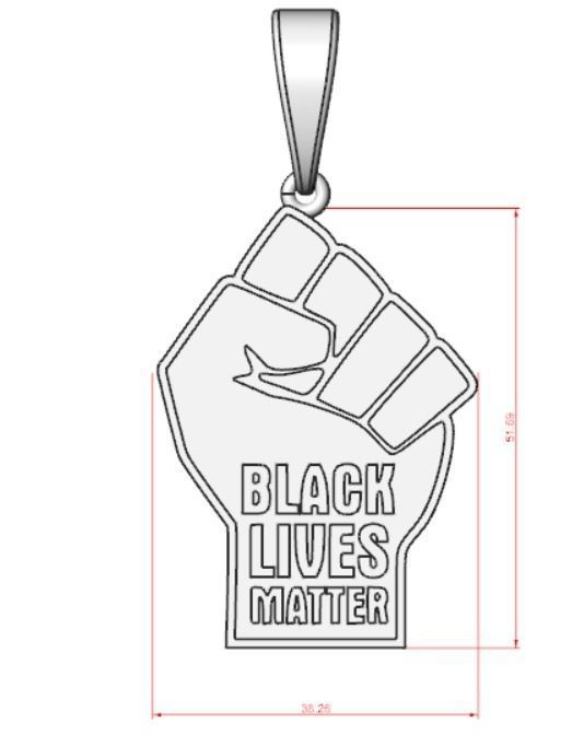 Black Lives Matter oxidized silver pendantPendant Free 3D print model_3