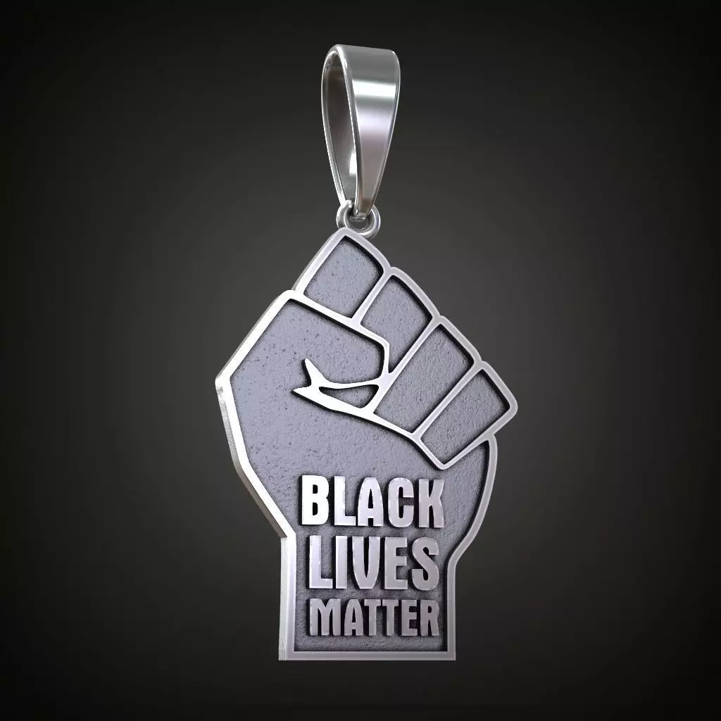 Black Lives Matter oxidized silver pendantPendant Free 3D print model_0