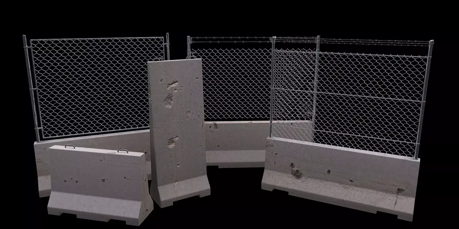 Concrete Barrier Set Free low-poly 3D model
