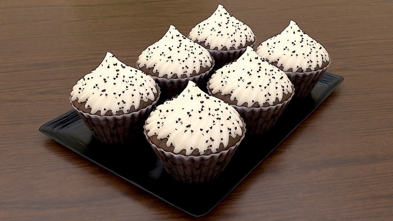 Tray of Cupcakes 3D model_1