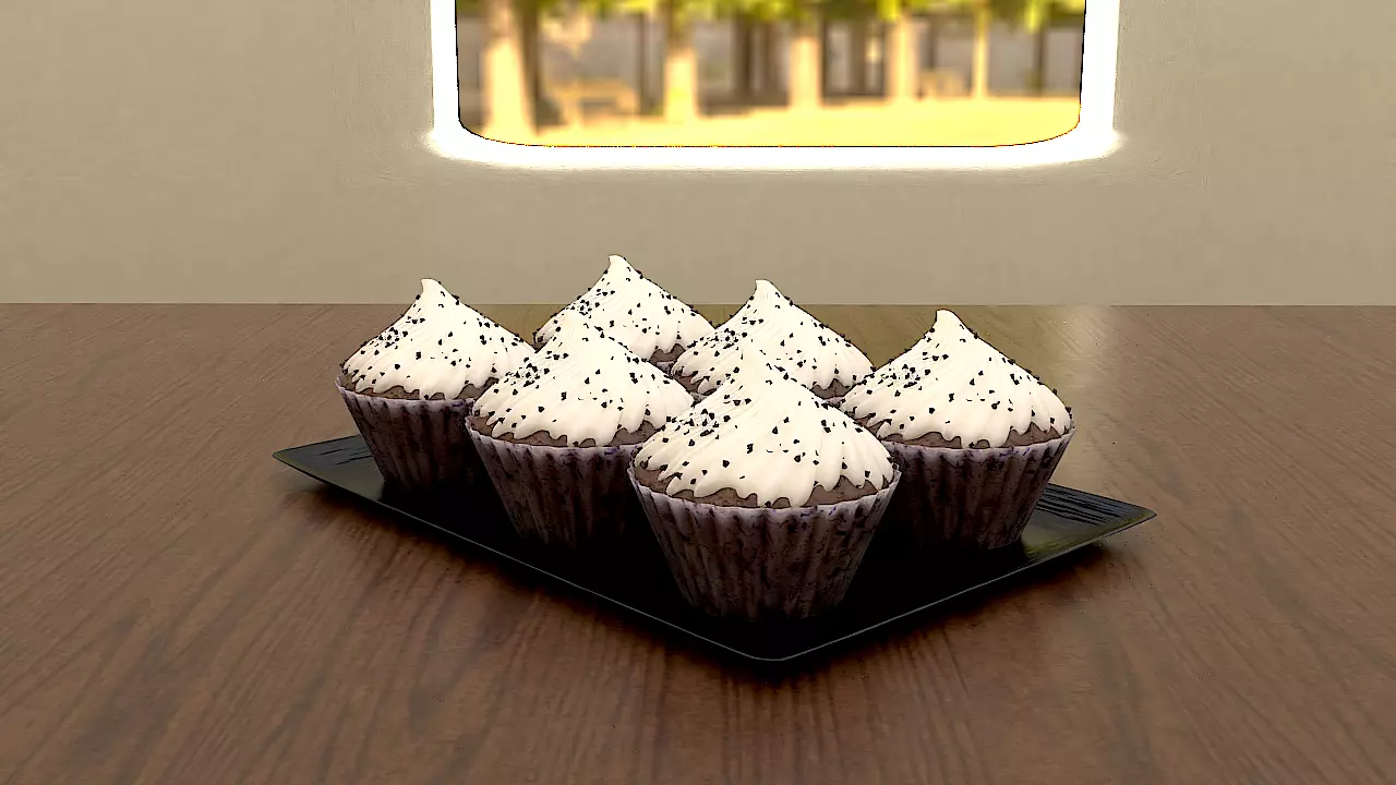Tray of Cupcakes 3D model_0