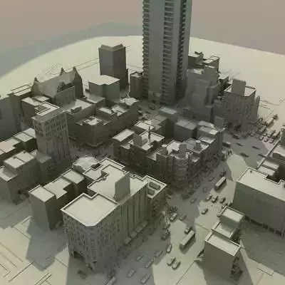 City Street Scene Populated