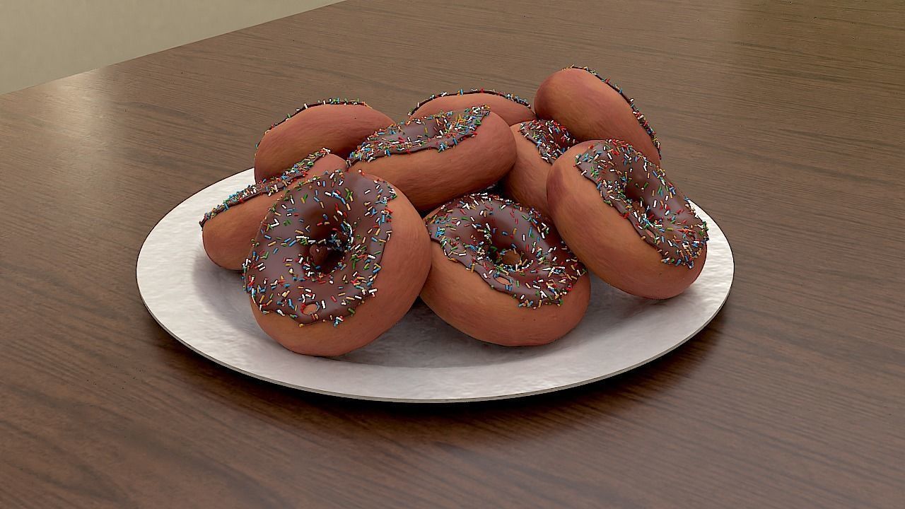 Plate of Doughnuts 3D model_1
