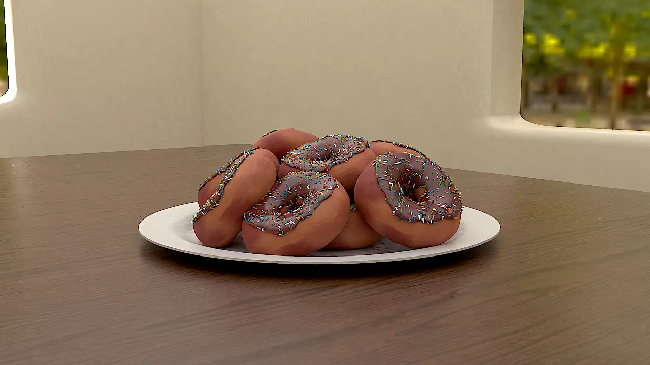 Plate of Doughnuts 3D model_0