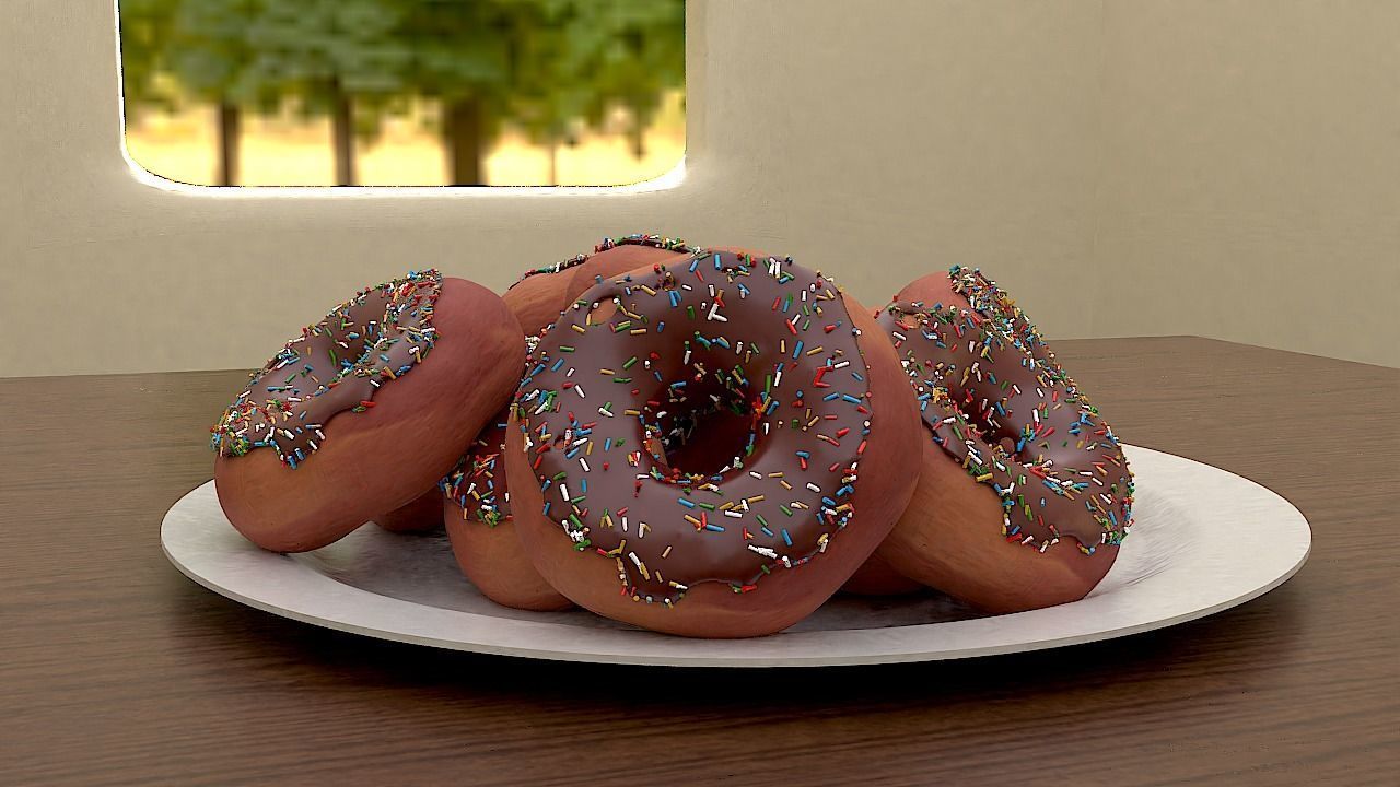 Plate of Doughnuts 3D model_2
