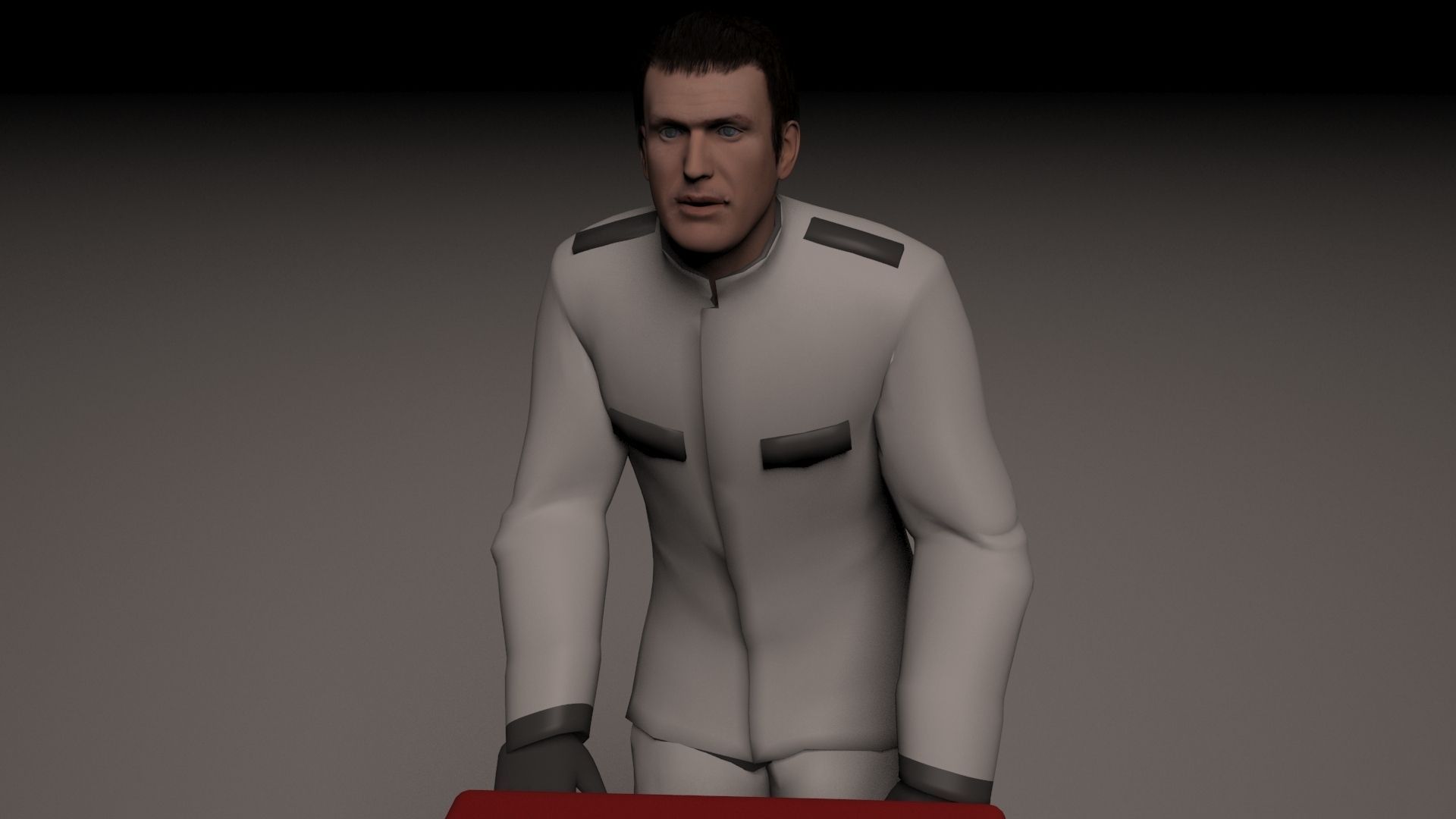 Hospital orderly pushing stretcher 3D model_4