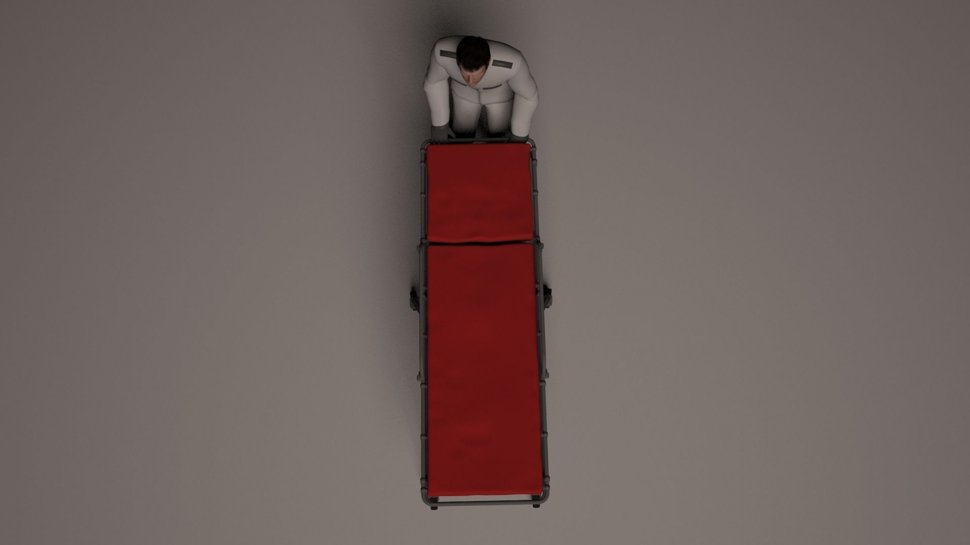 Hospital orderly pushing stretcher 3D model_3