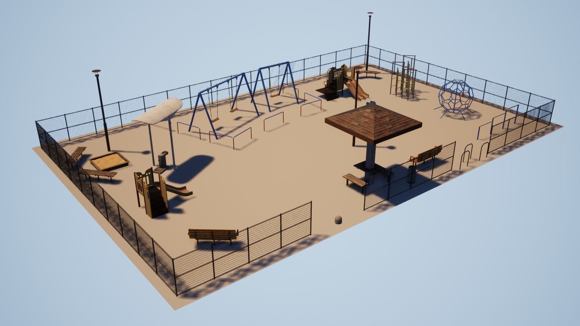 Japanese Playground Pack Low-poly 3D model_15
