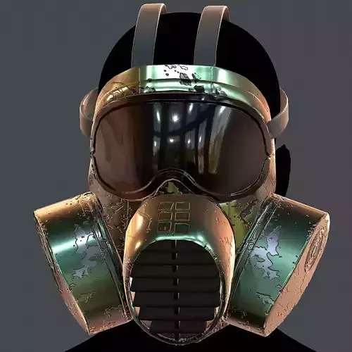 Gas mask helmet 3d model scifi Low-poly 