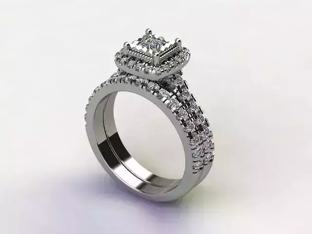 10030 engagement ring set with princess cut diamonds