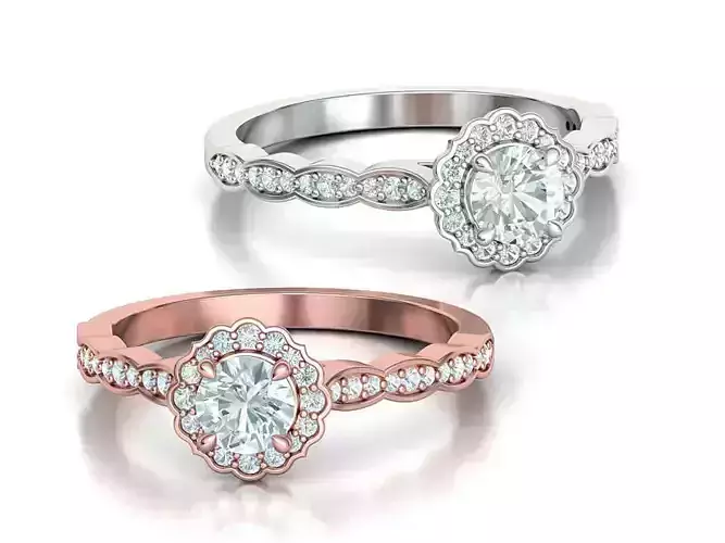 Halo Engagement ring 5mm Stone printable 3dmodel