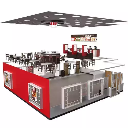 KFC interior cafe 3D model