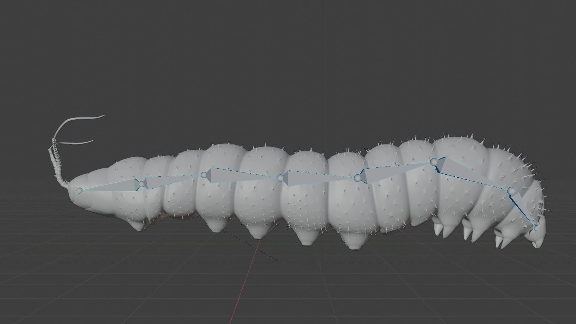Silkworm fully rigged 3D model_5
