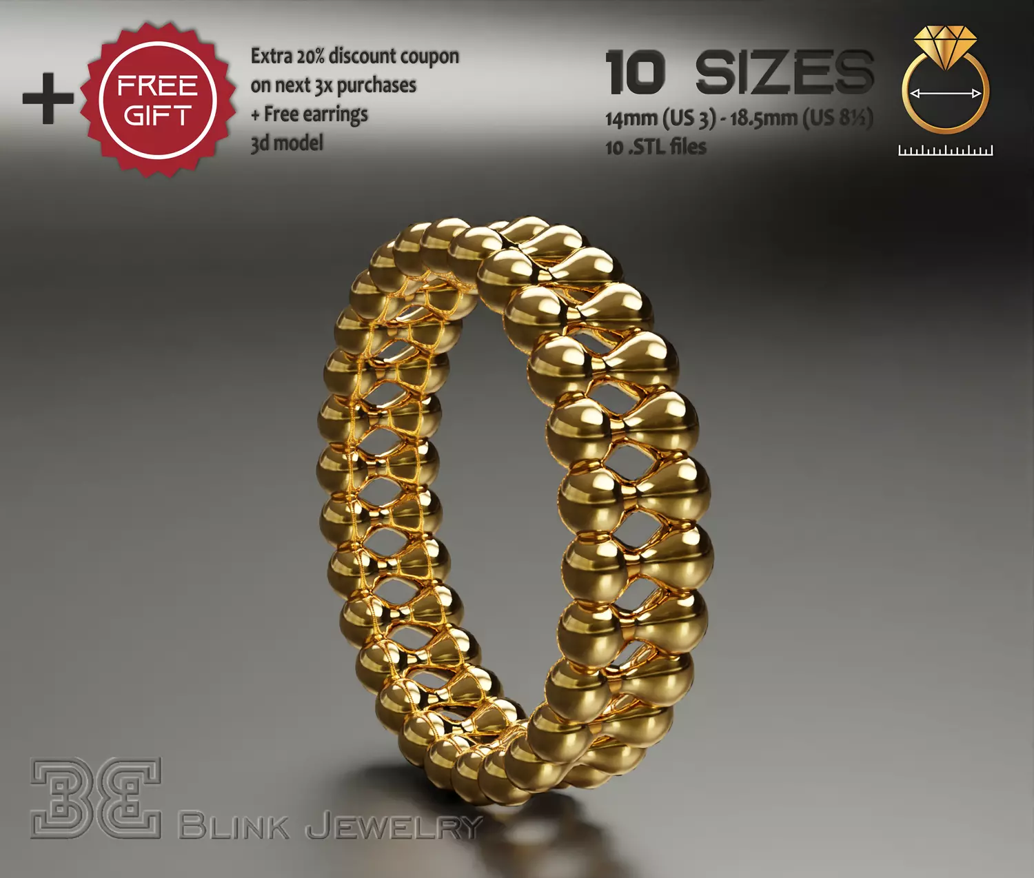 Luxury eternity ring unique design package 3D print model_0