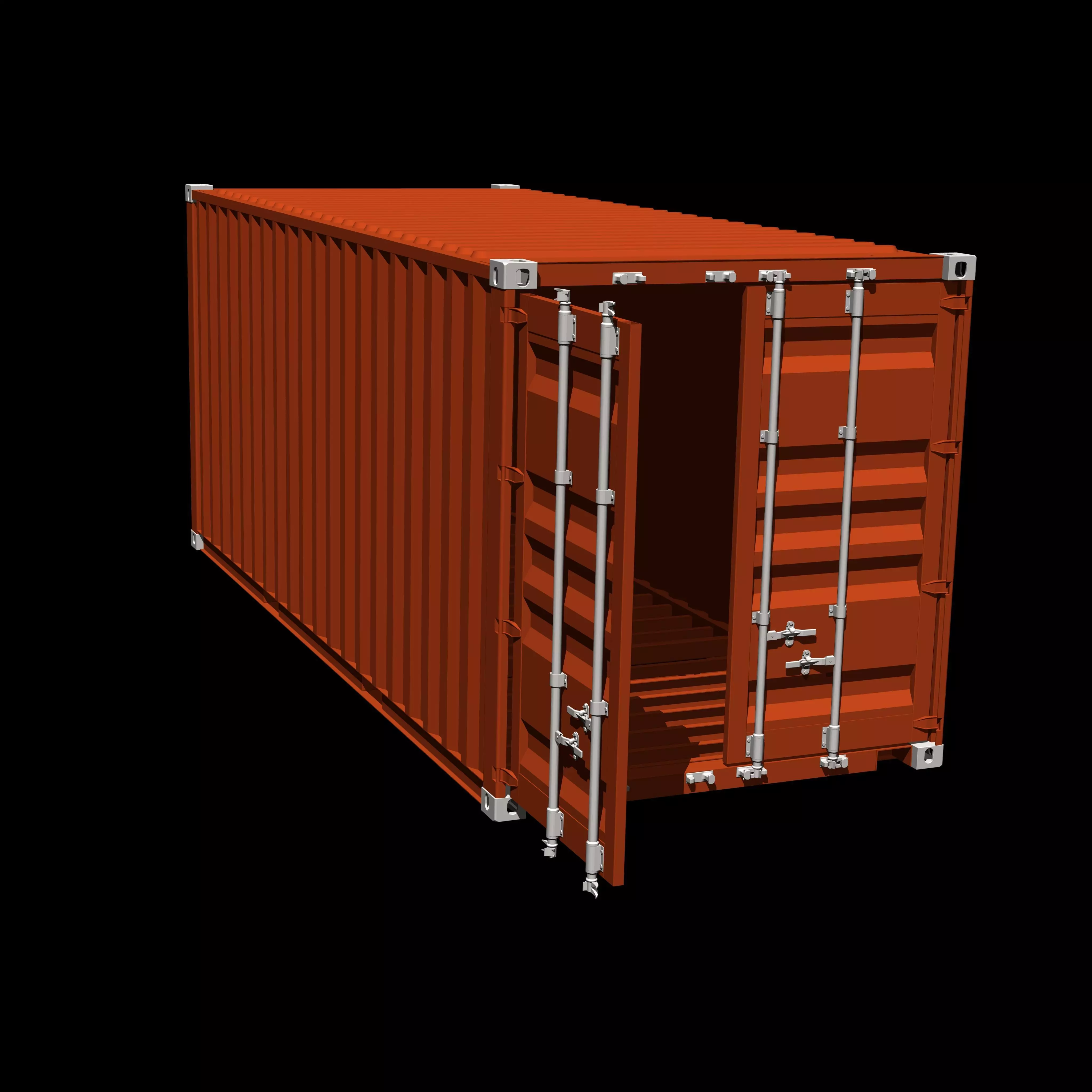 20ft high cube shipping container 3D model_0