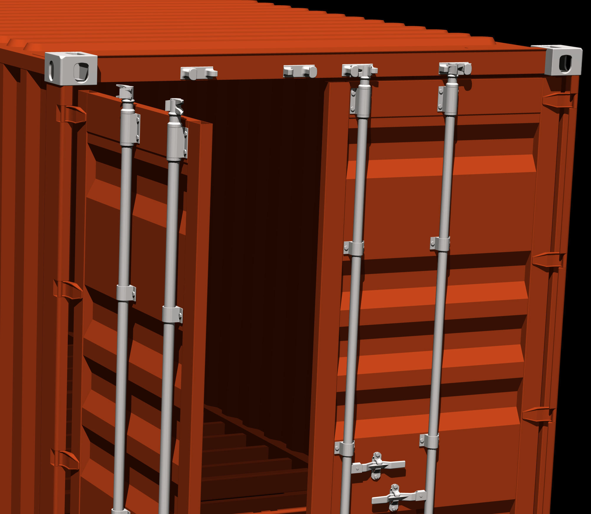 20ft high cube shipping container 3D model_2