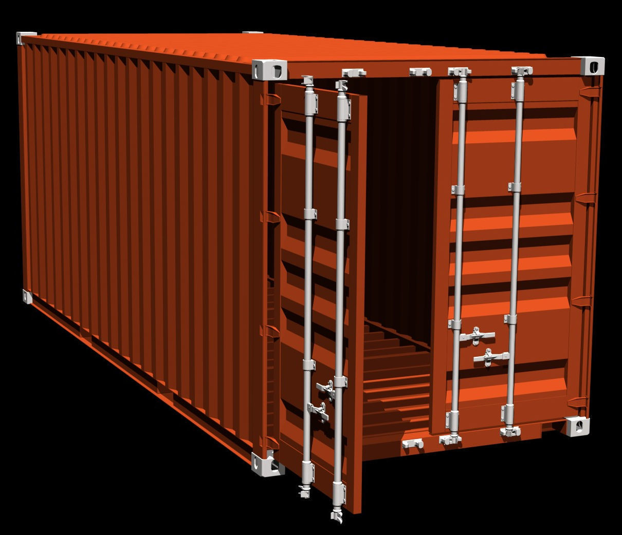 20ft high cube shipping container 3D model_3