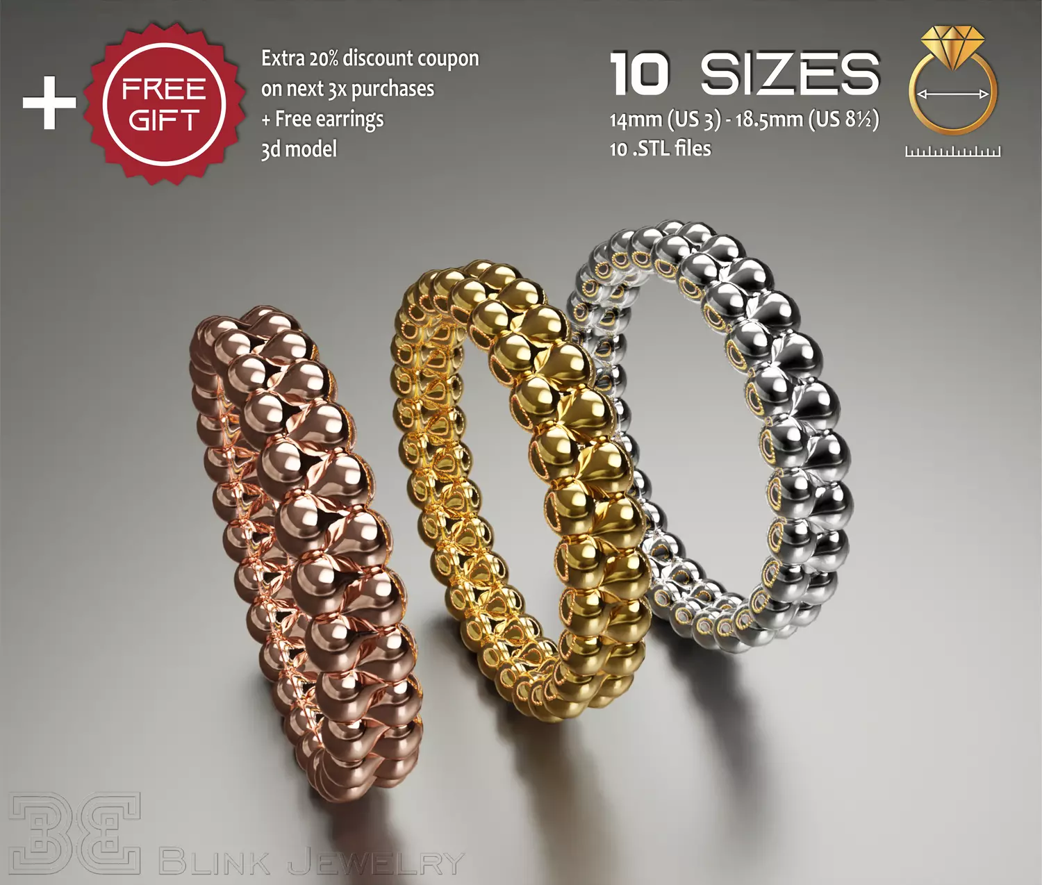 Delicate eternity band luxury style package 3D print model_0