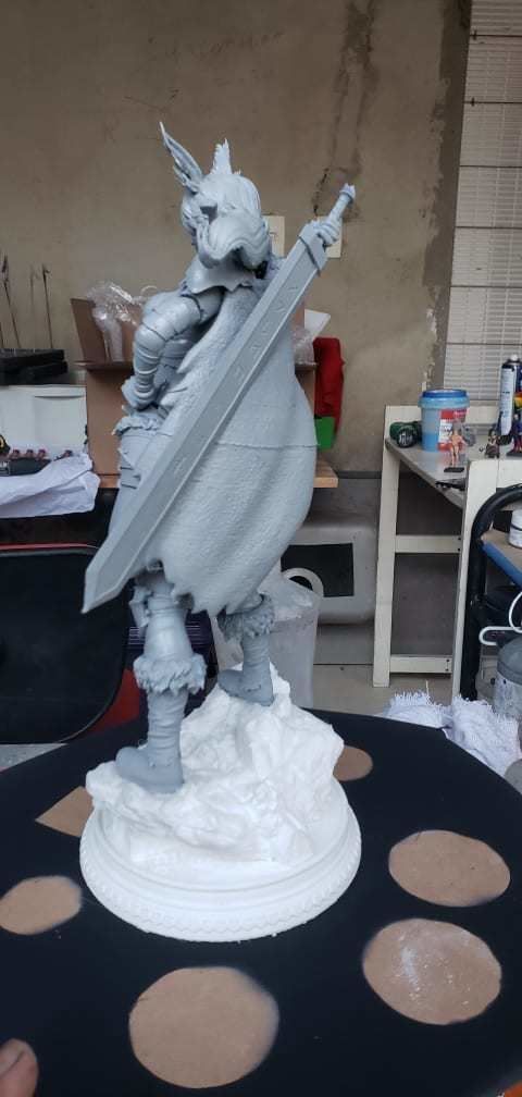 Guerreira statue of woman holding sword 3D print model_3