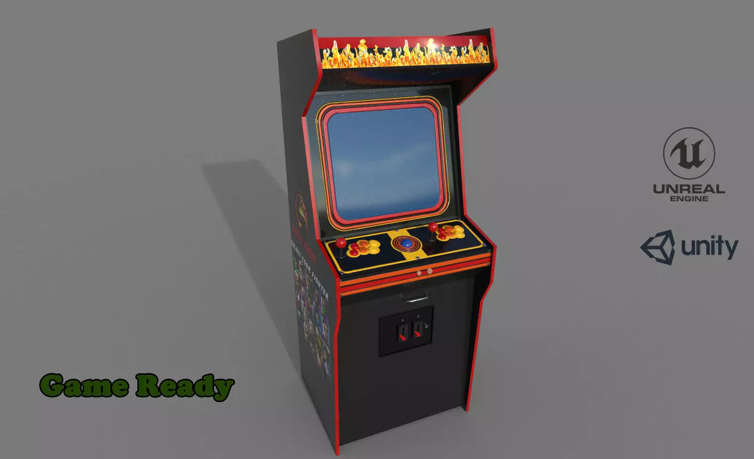Arcade Game Machine  Low-poly 3D model_0