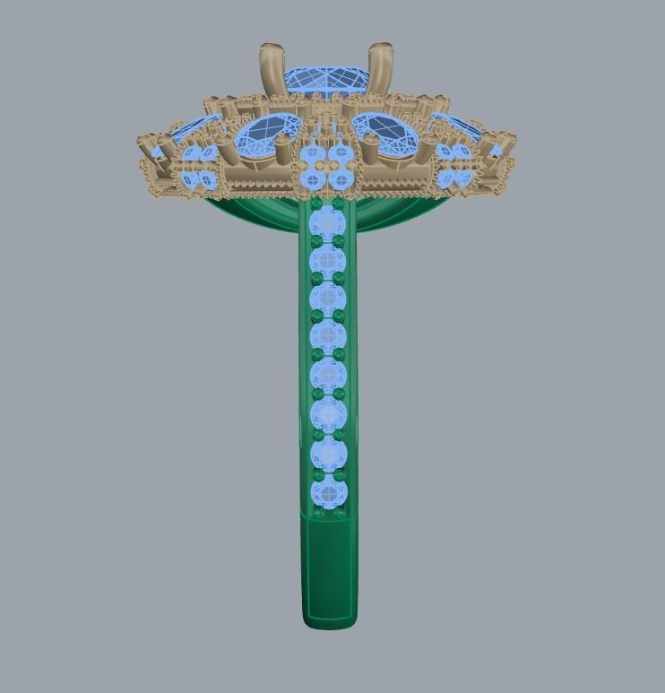 Fancy Round and Oval Gemstone Halo Ring 3D print model_2