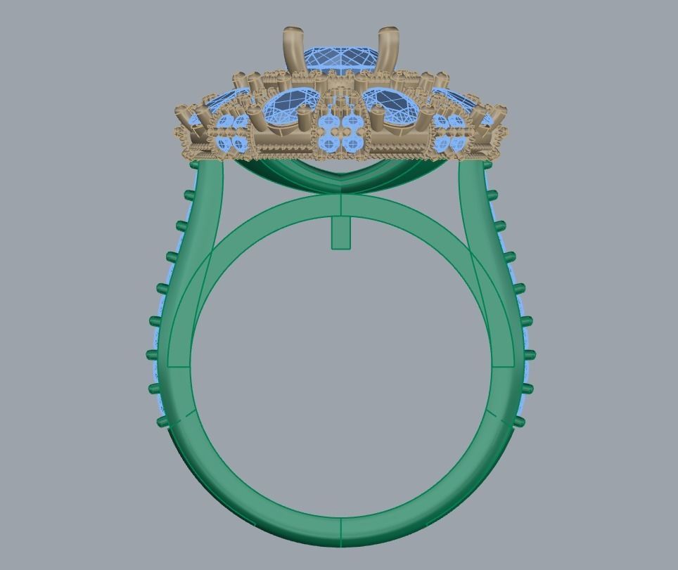 Fancy Round and Oval Gemstone Halo Ring 3D print model_4