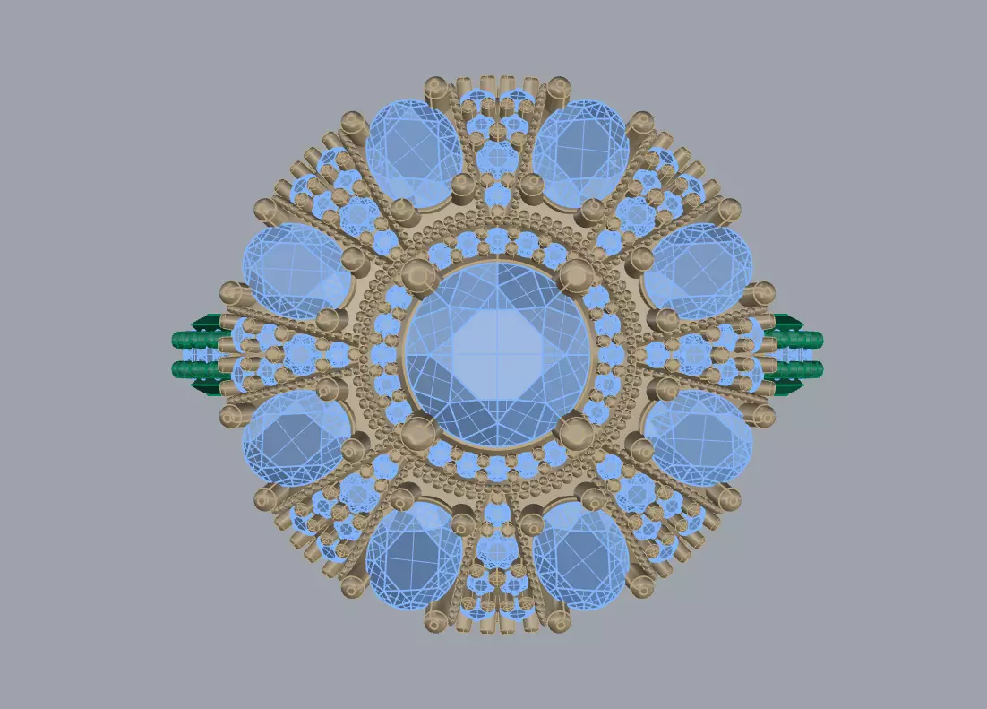 Fancy Round and Oval Gemstone Halo Ring 3D print model_0